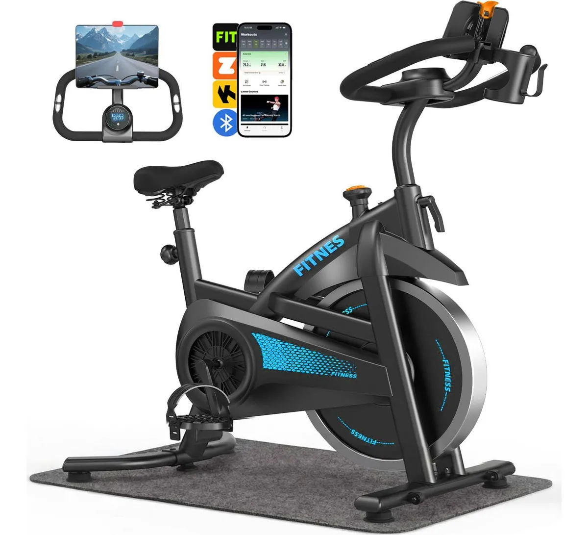 Bicicleta ergometrica Rmira spinning com Bluetooth, inercia de 12 kg e suporte para 150 kg
