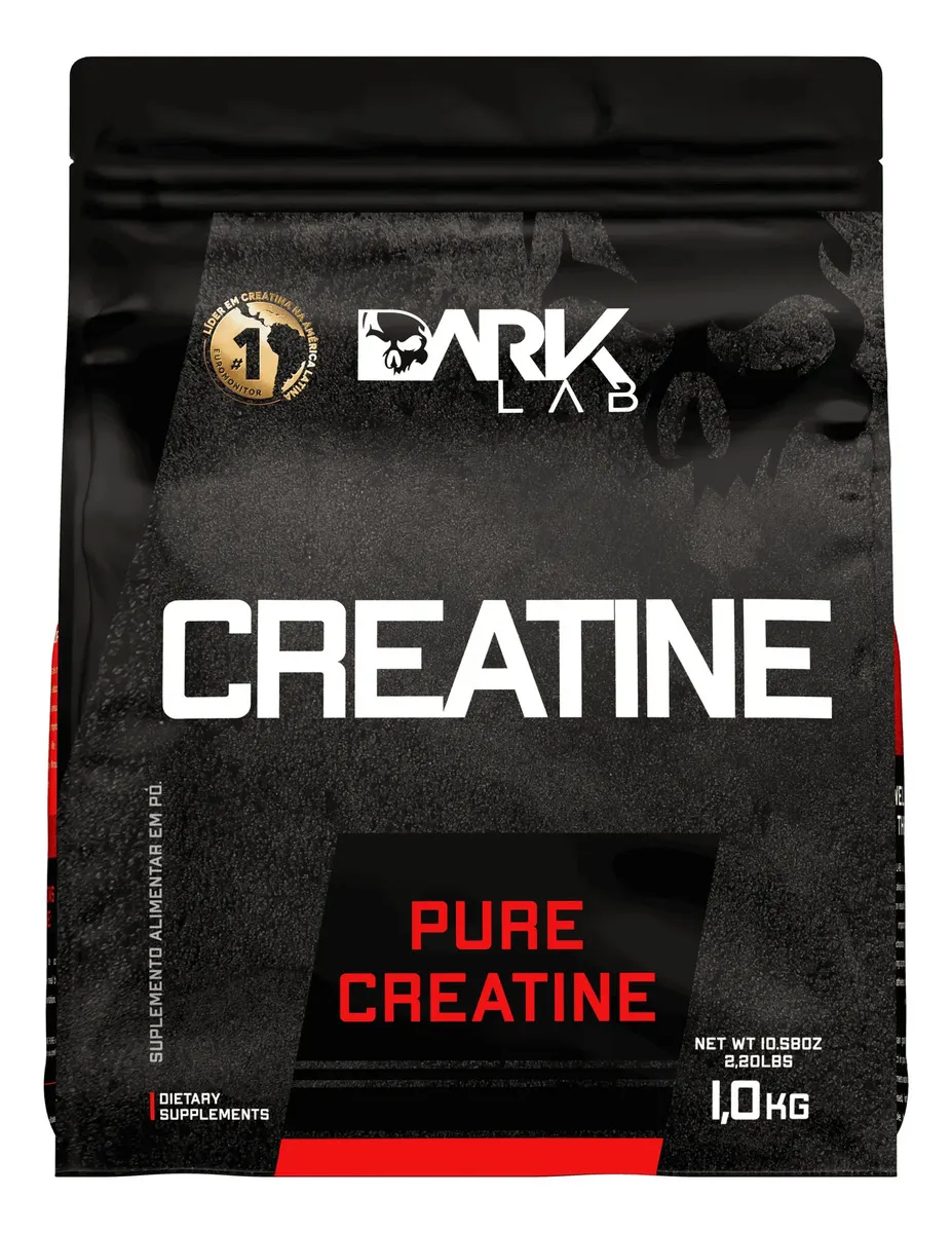 Pote de creatina Dark Lab aprovada no PAM da ABENUTRI com menor custo por dose
