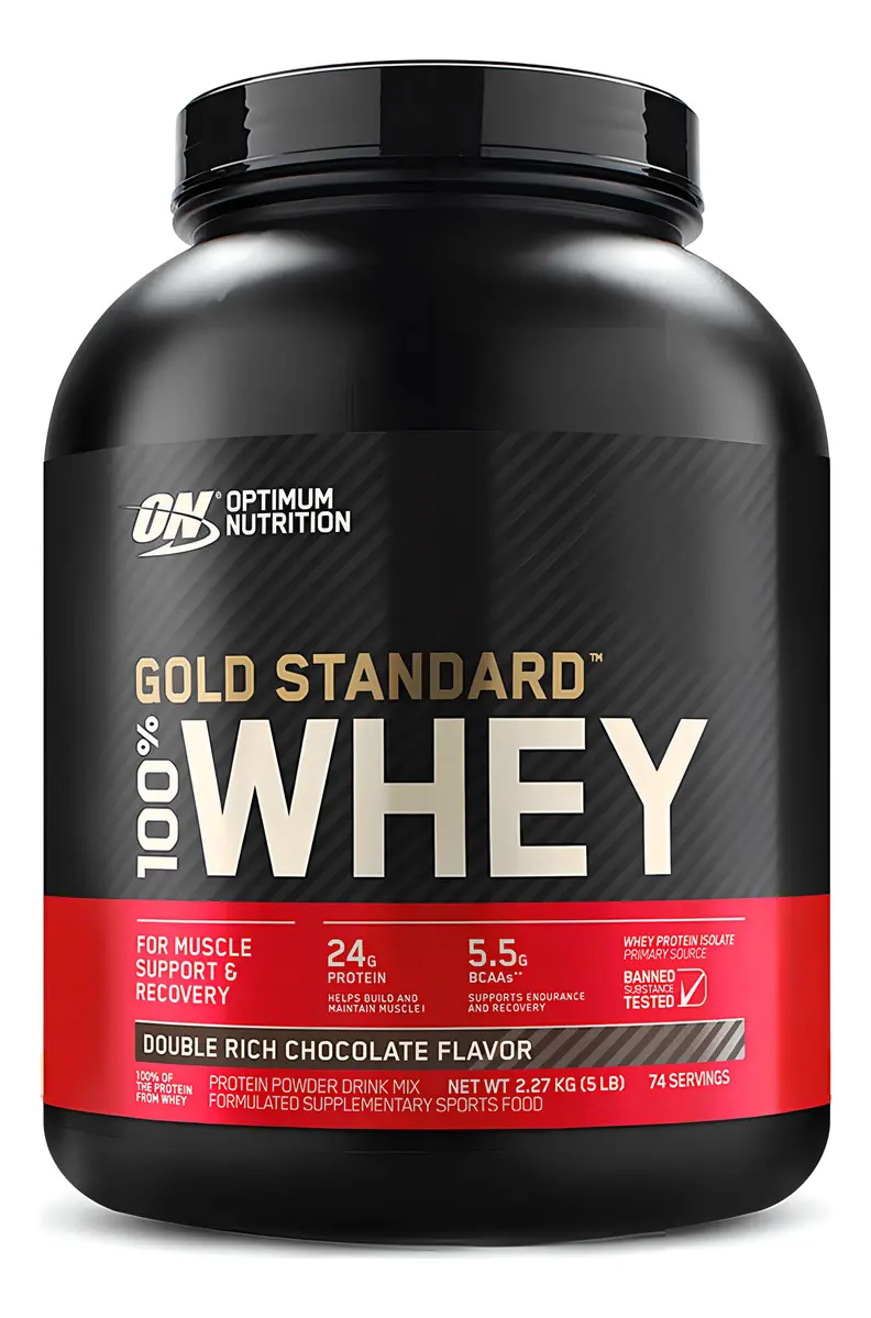 Pote de whey protein Optimum Nutrition Gold Standard 100% Whey sabor chocolate