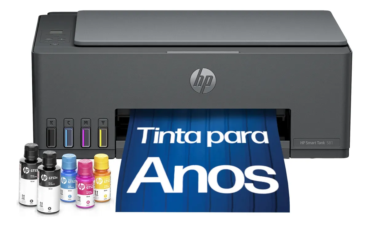 Impressora multifuncional HP Smart Tank 581 tanque de tinta economica