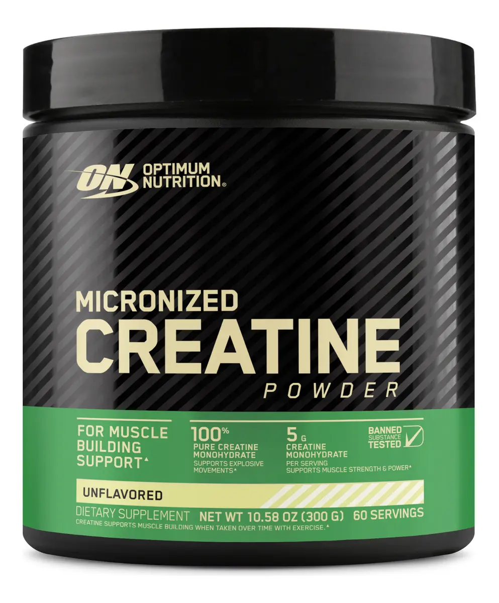 Pote de creatina micronizada Optimum Nutrition aprovada no PAM da ABENUTRI