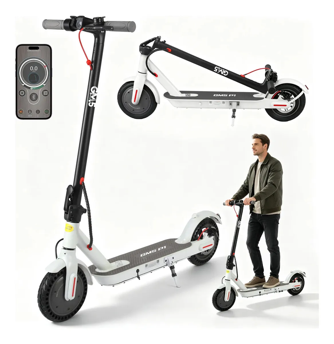 Patinete elétrico GM5 P1 400 W dobrável com aplicativo Bluetooth