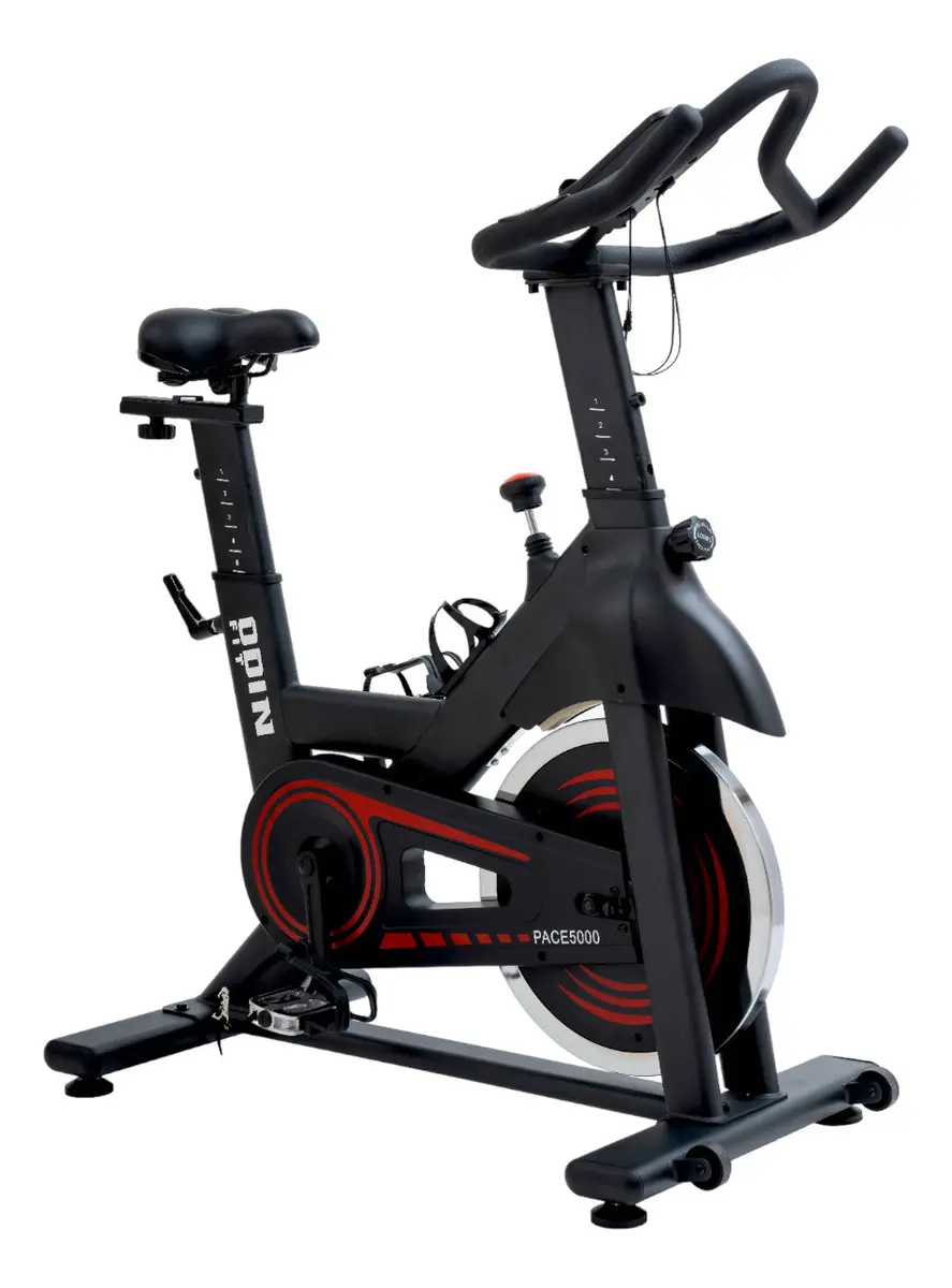 Bicicleta ergometrica Odin Fit spinning mecanica com roda de inercia de 13 kg preta e vermelha