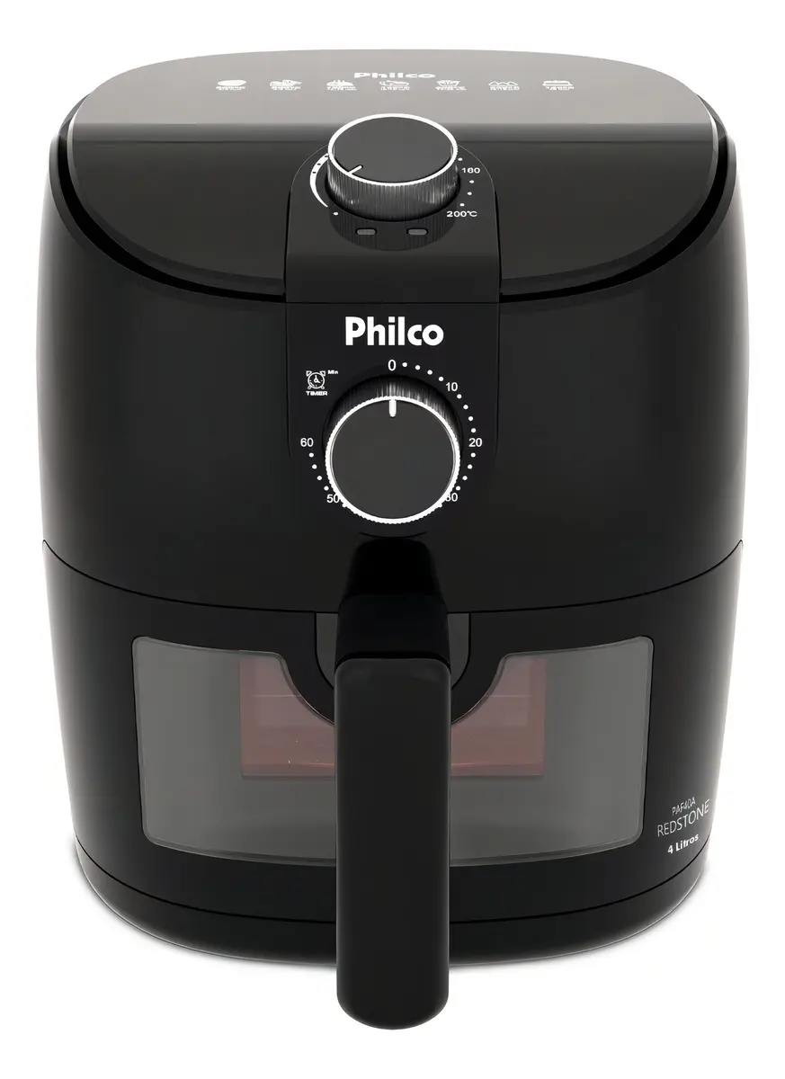 Air Fryer Philco PAF40A de 4 litros com revestimento Redstone antiaderente e visor de vidro com luz