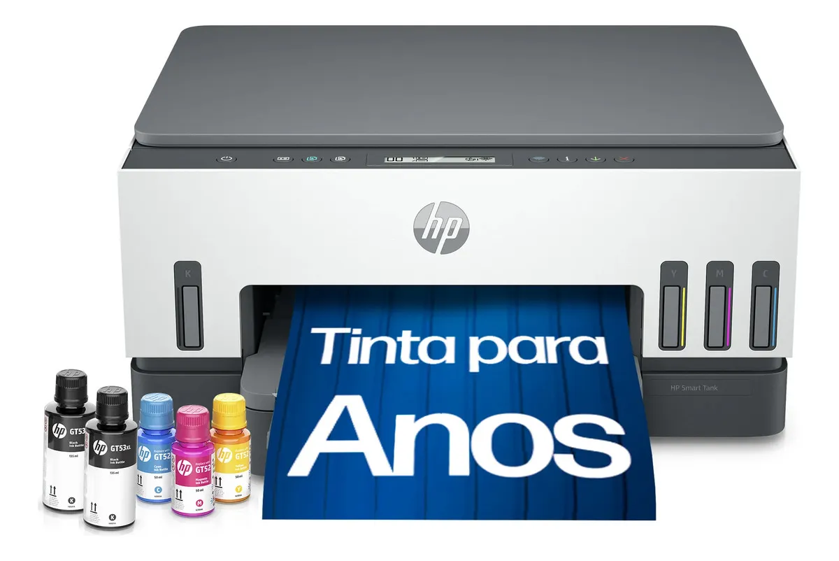 Impressora multifuncional HP Smart Tank 724 com duplex automatico e tela touch