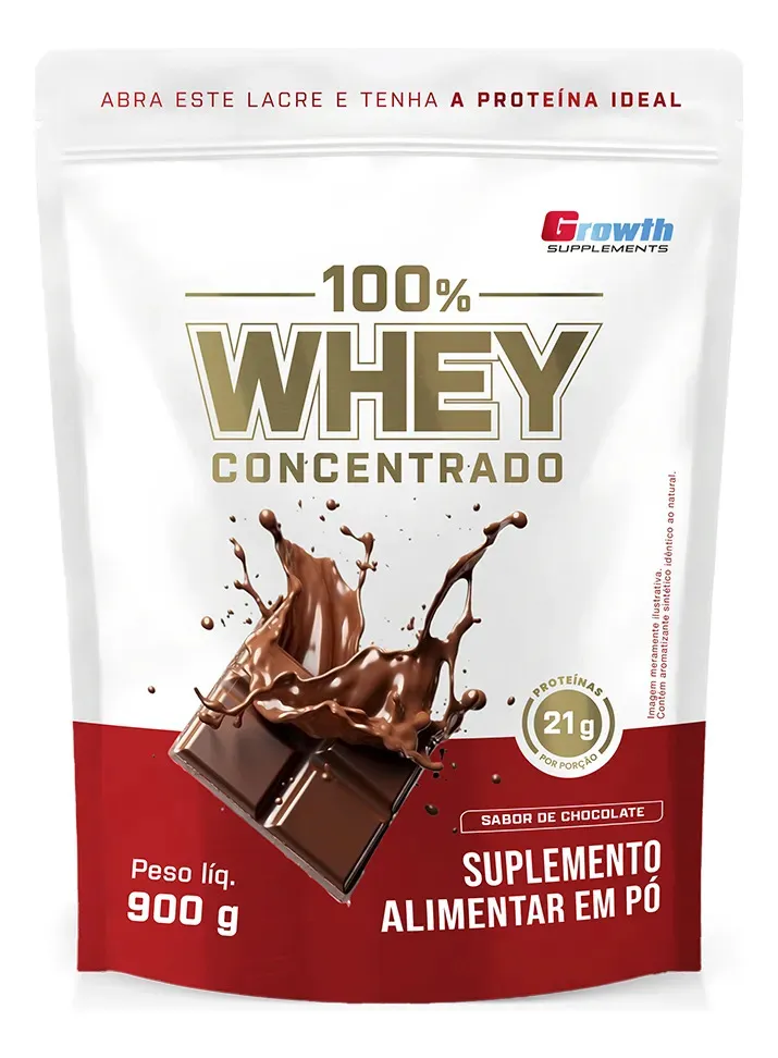 Pote de whey protein Growth Supplements 100% Whey com laudos técnicos publicados