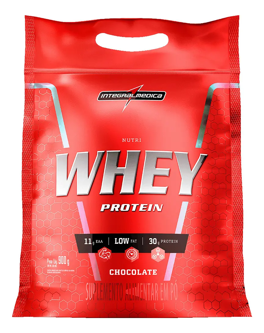 Pote de whey protein Integralmédica Nutri Whey Protein sabor chocolate