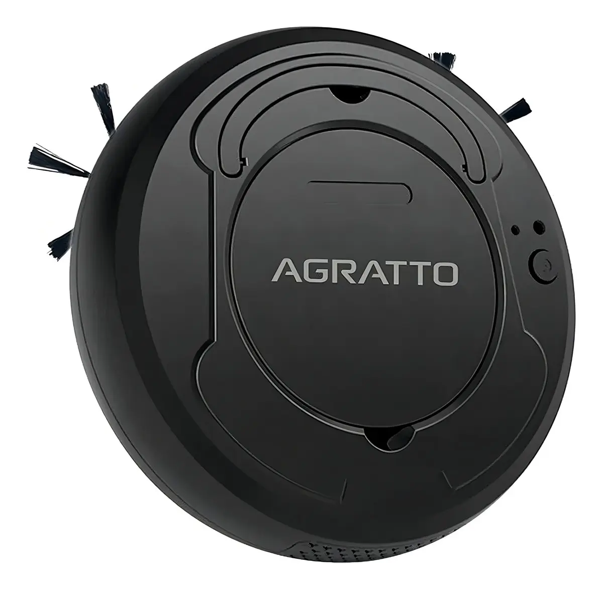 Aspirador robo Agratto Praticci USB preto com duas escovas girat orias lavaveis