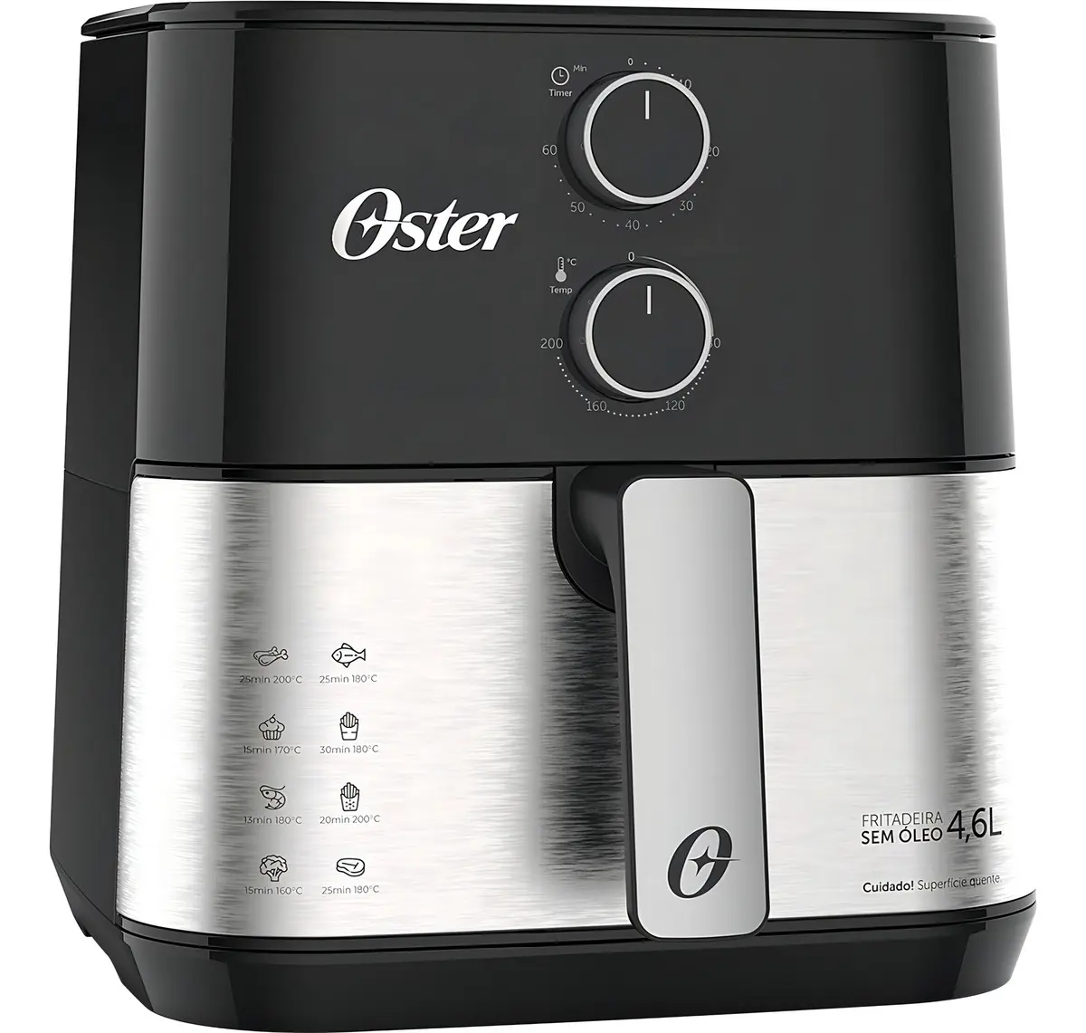 Fritadeira Inox Oster Compact OFRT520 de 4,6 litros com tecnologia Easy Clean e grelha removivel