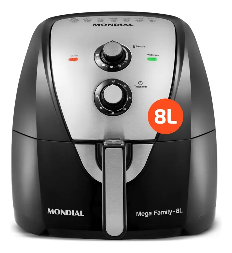 Fritadeira Sem Oleo Air Fryer Mondial AFN-80 de 8 litros com cesto quadrado e 1900 W