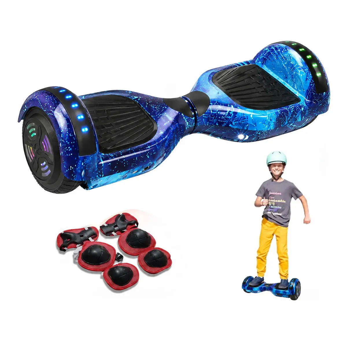 Hoverboard Lurs HB100S Branco com rodas de 10 polegadas, motor de 700W e suporte de 130 kg
