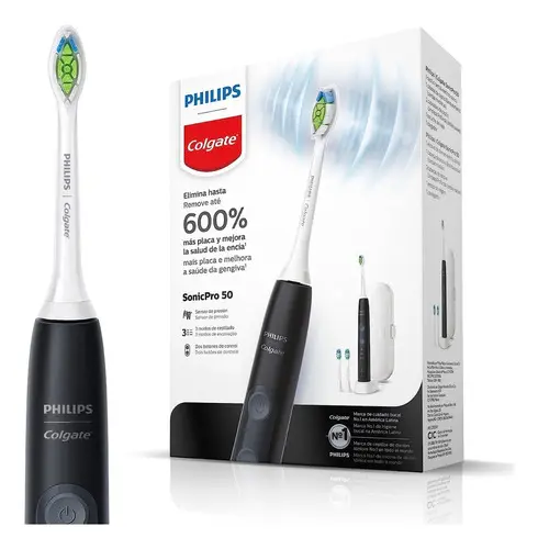 Escova dental elétrica Philips Colgate Sonic Pro 50 com tecnologia sônica, IPX7 e 2 refis