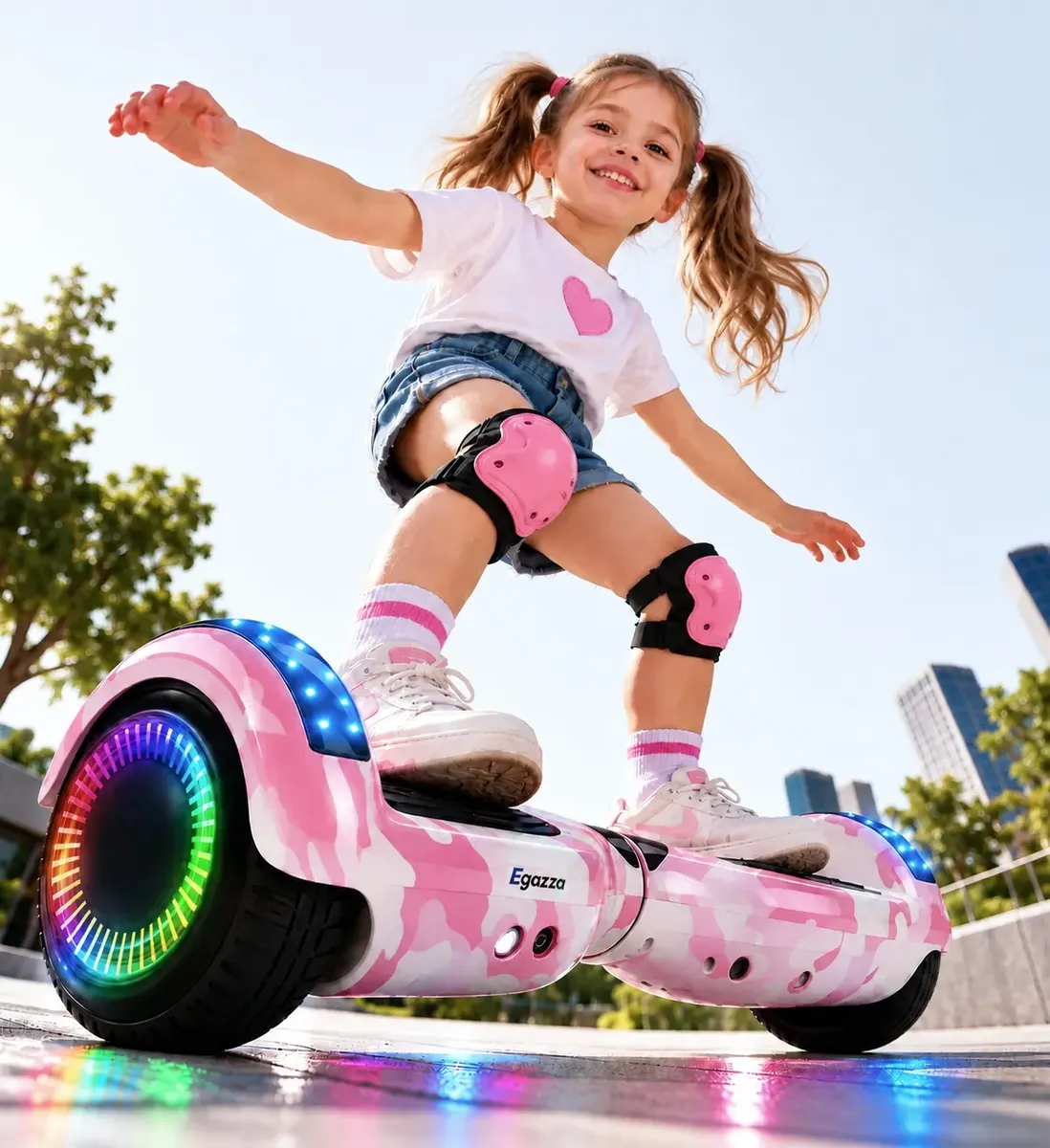 Hoverboard Egazza K5 cor Flor de Sakura com Bluetooth e LED, voltado para meninas e adolescentes