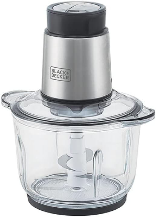 Mini processador Black+Decker MP300G em inox com tigela de vidro de 2 litros