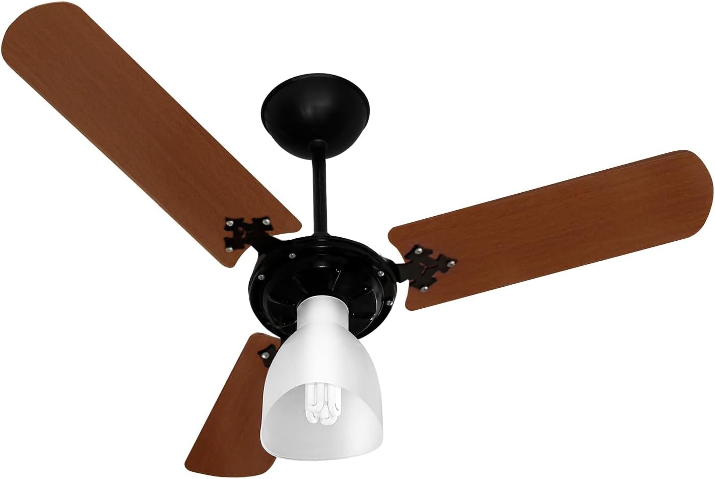 Ventilador de teto Venti-Delta New Delta Light preto com 3 pás cor mogno e luminária
