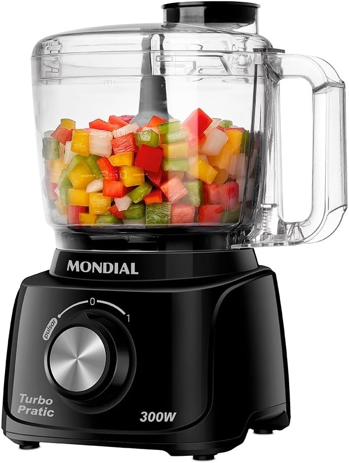 Mini processador Mondial Turbo Pratic MP-16-B preto de 300 W