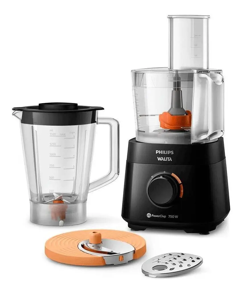 Processador Philips Walita PowerChop RI7301 preto com copo de liquidificador e discos