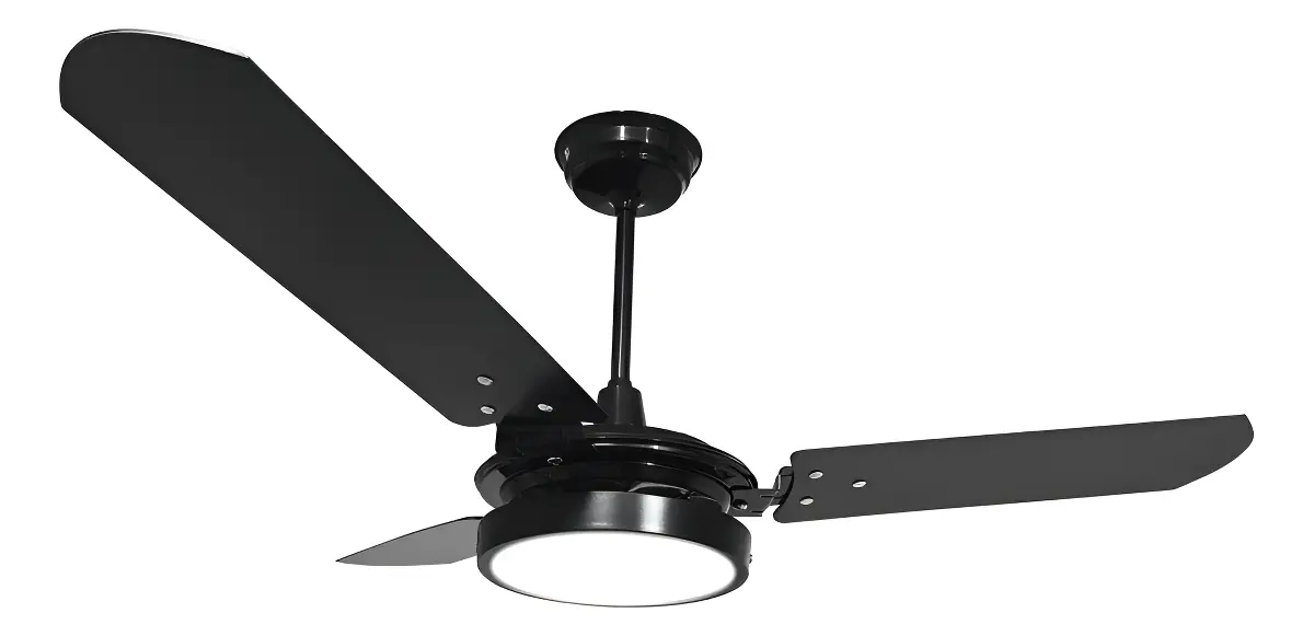 Ventilador de teto Ventex Valen preto com 3 pás de MDF e luminária LED