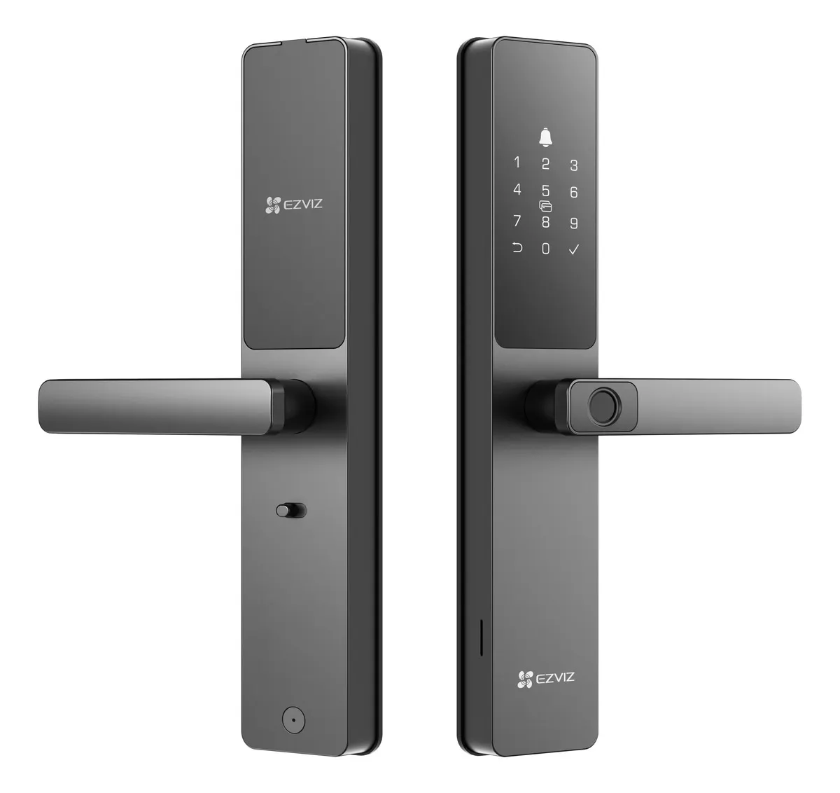 Fechadura digital EZVIZ DL05 cinza de embutir com biometria, Wi-Fi e painel IP65