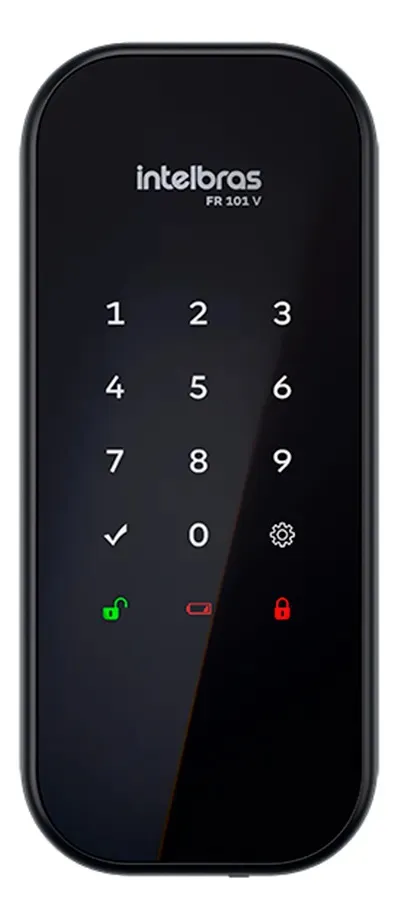 Fechadura digital de sobrepor Intelbras FR 101 V preta com teclado de senha