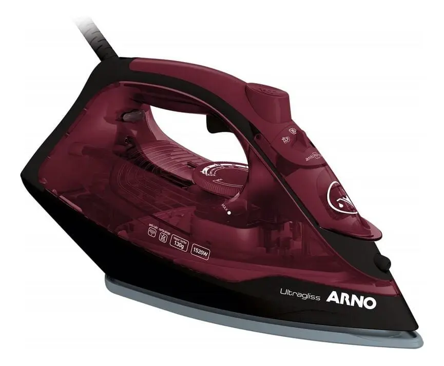 Ferro a vapor Arno Ultragliss FMV vinho e preto com base Durilium Airglide